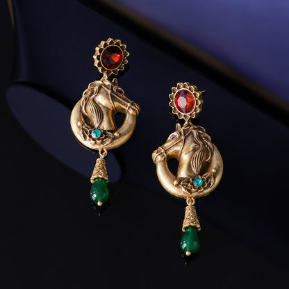 Retro Diamond-studded Elegant Horse Earrings