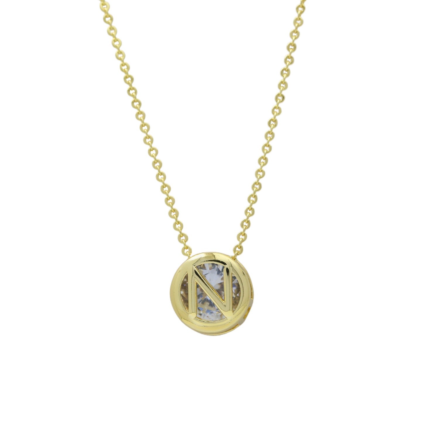 Geometric Hollow Circular Alphabet Necklace