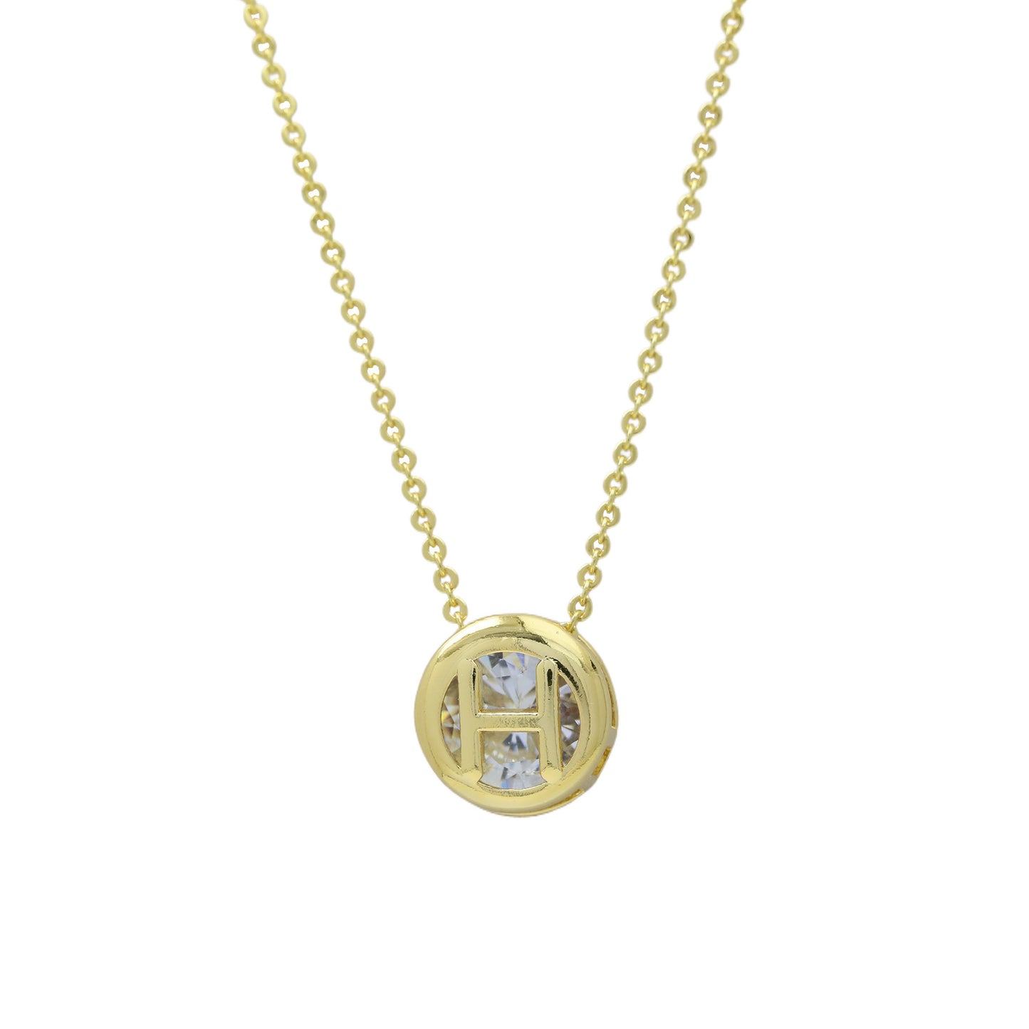 Geometric Hollow Circular Alphabet Necklace