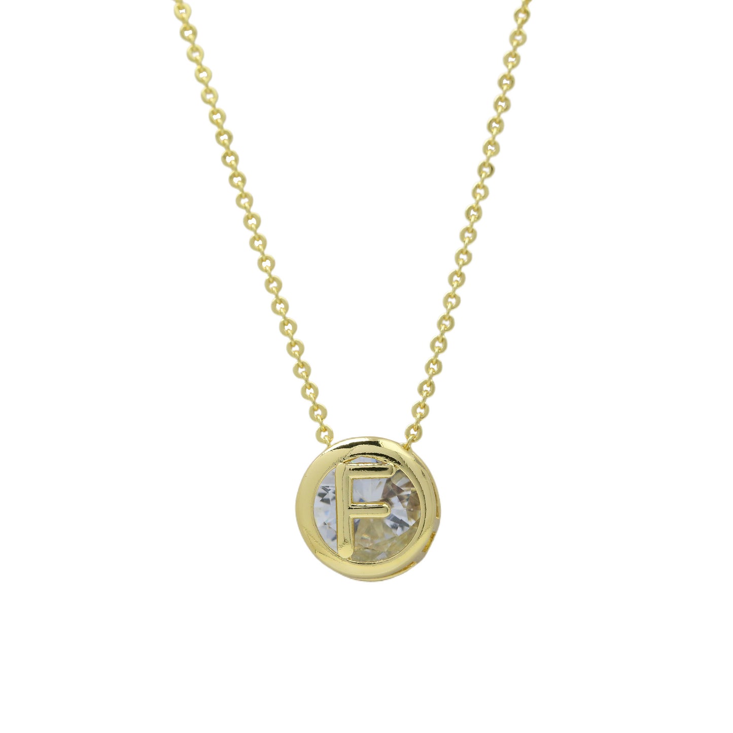 Geometric Hollow Circular Alphabet Necklace