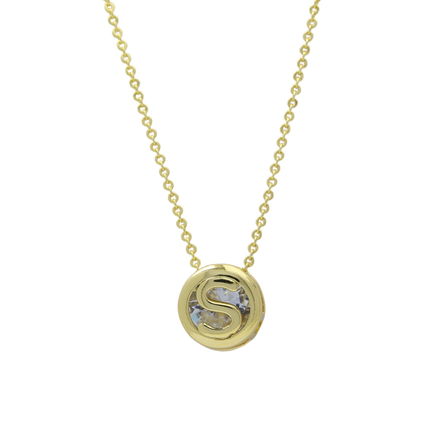 Geometric Hollow Circular Alphabet Necklace