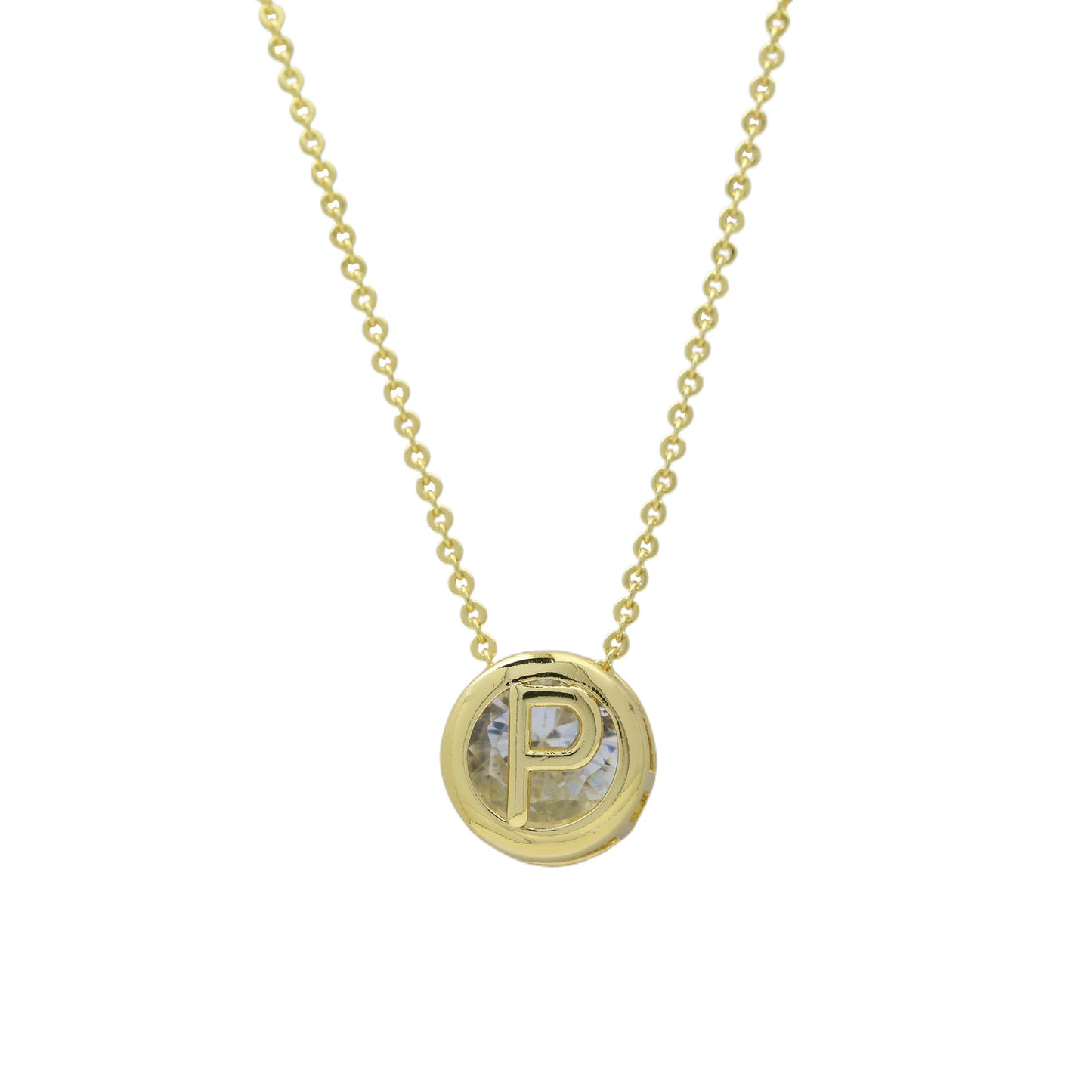 Geometric Hollow Circular Alphabet Necklace