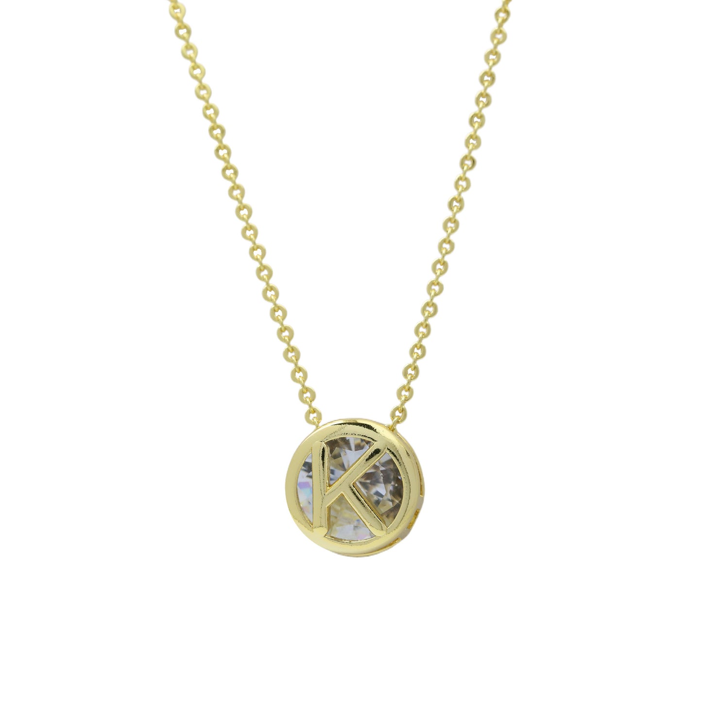 Geometric Hollow Circular Alphabet Necklace