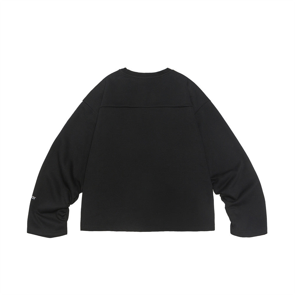 Digital Affixed Cloth Embroidered V-neck Pullover Long-sleeved T-shirt For Women