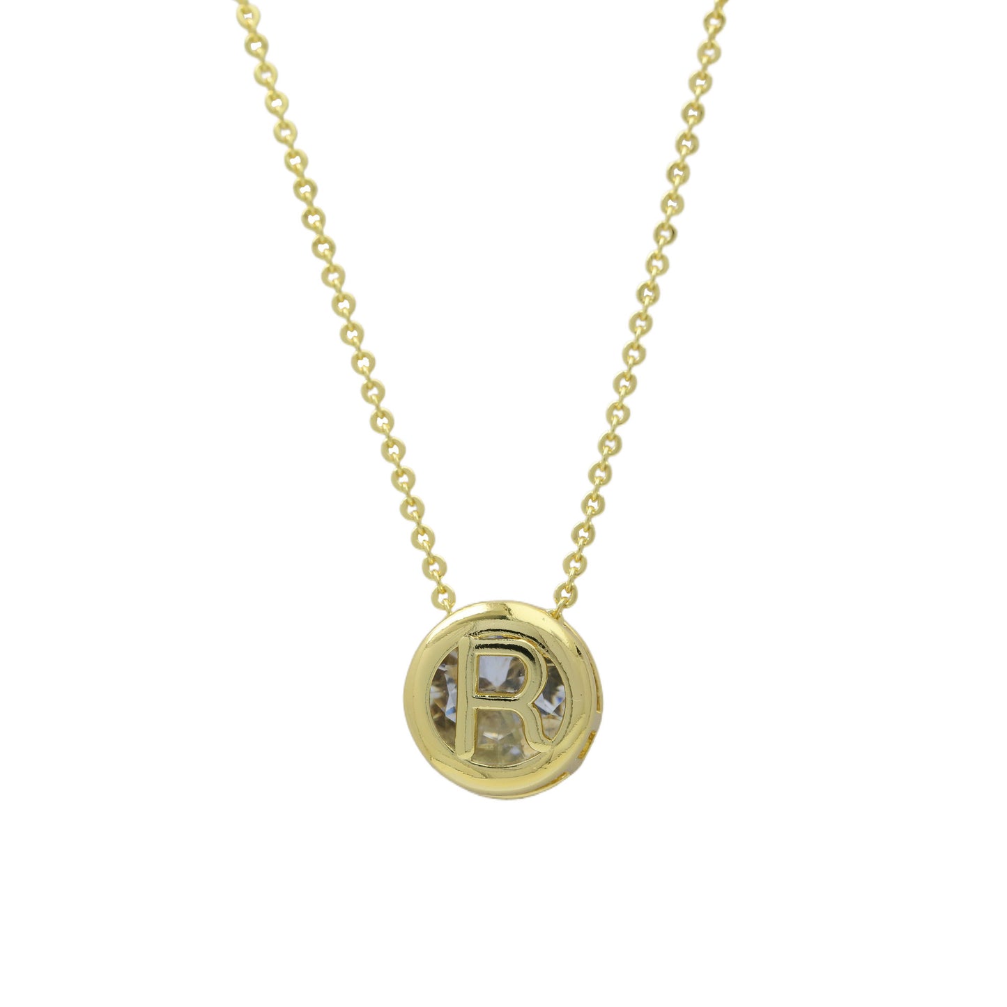 Geometric Hollow Circular Alphabet Necklace