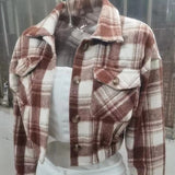 Women's Plaid Shirt Woolen Cloth Breasted