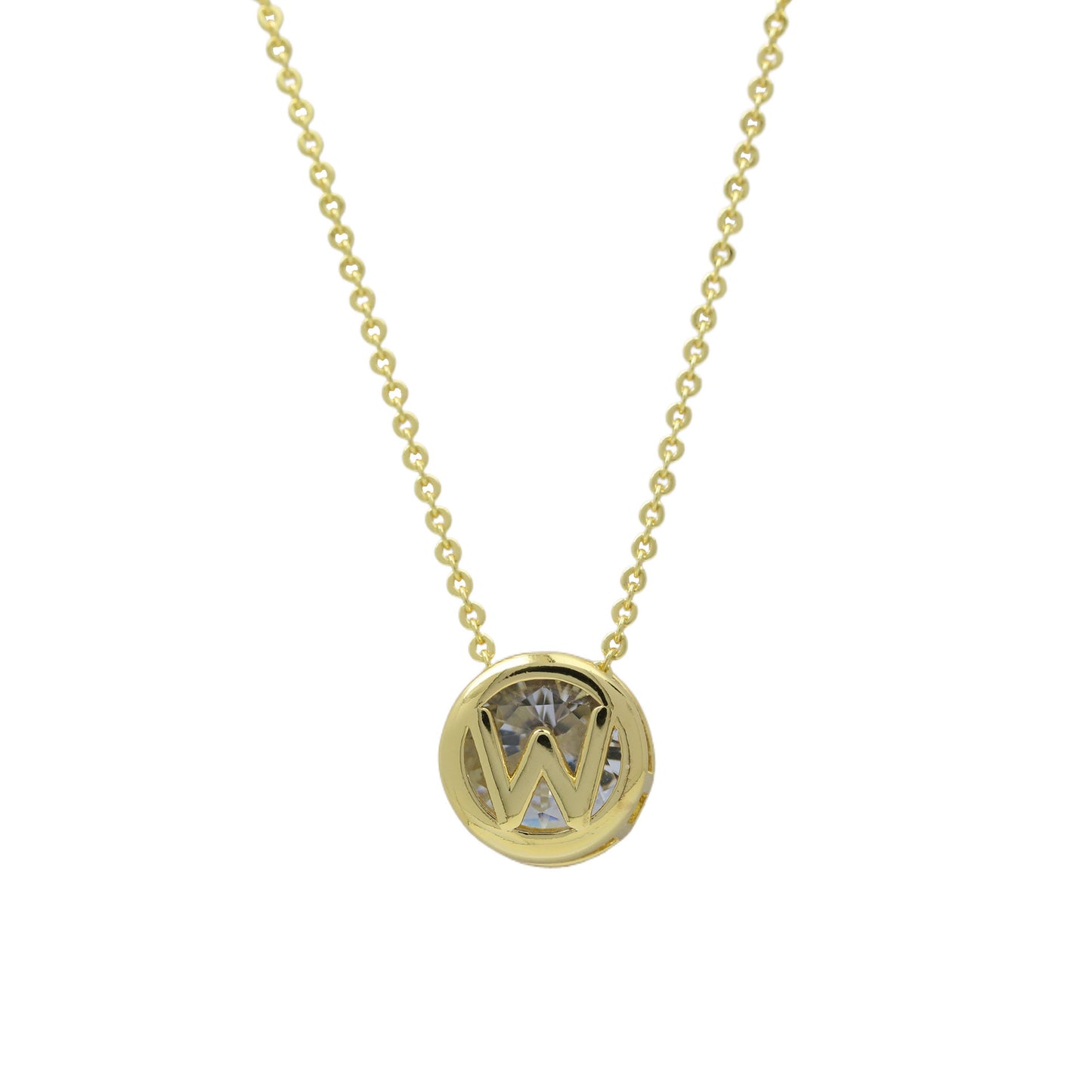 Geometric Hollow Circular Alphabet Necklace