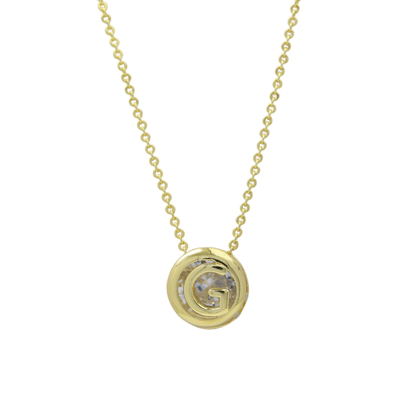 Geometric Hollow Circular Alphabet Necklace