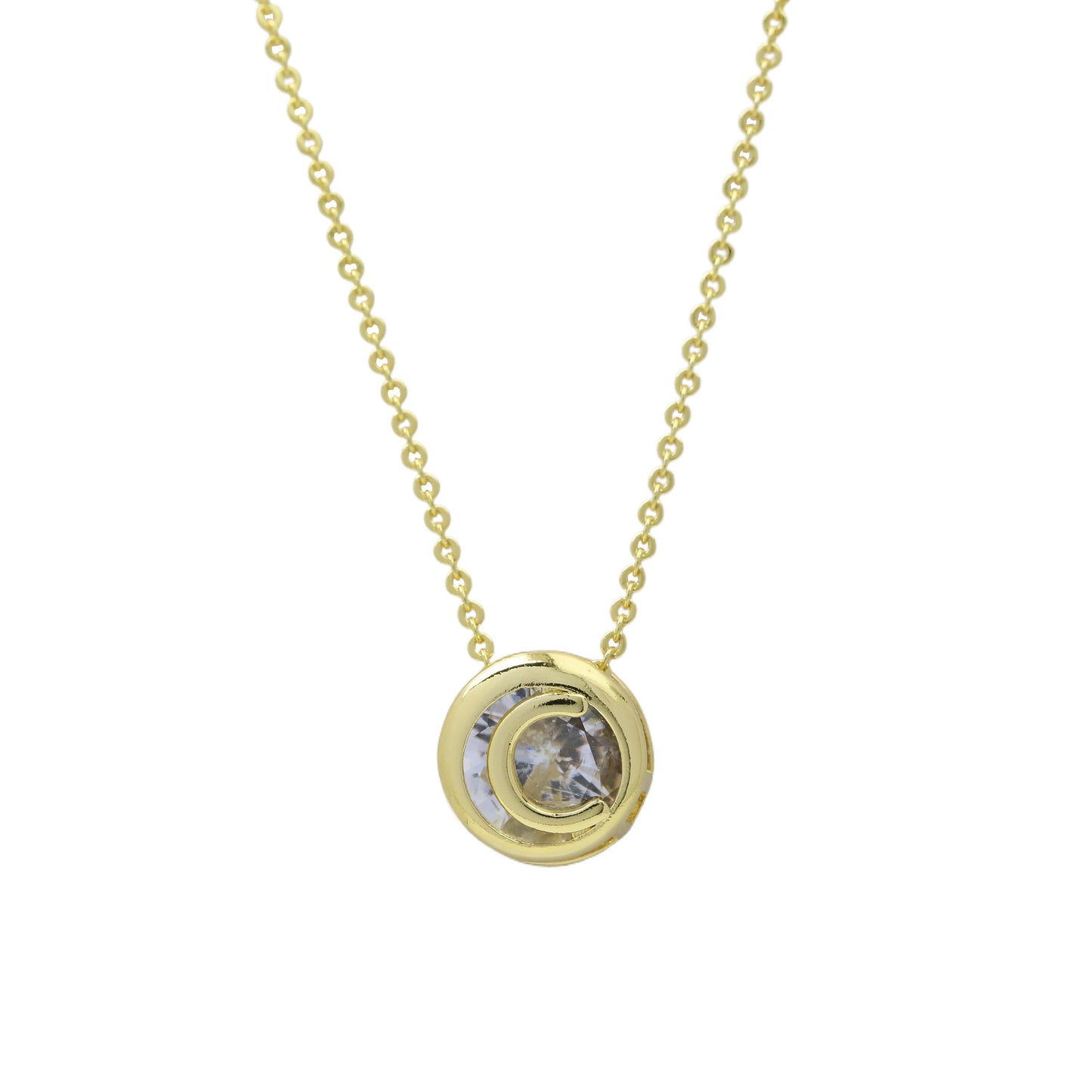 Geometric Hollow Circular Alphabet Necklace