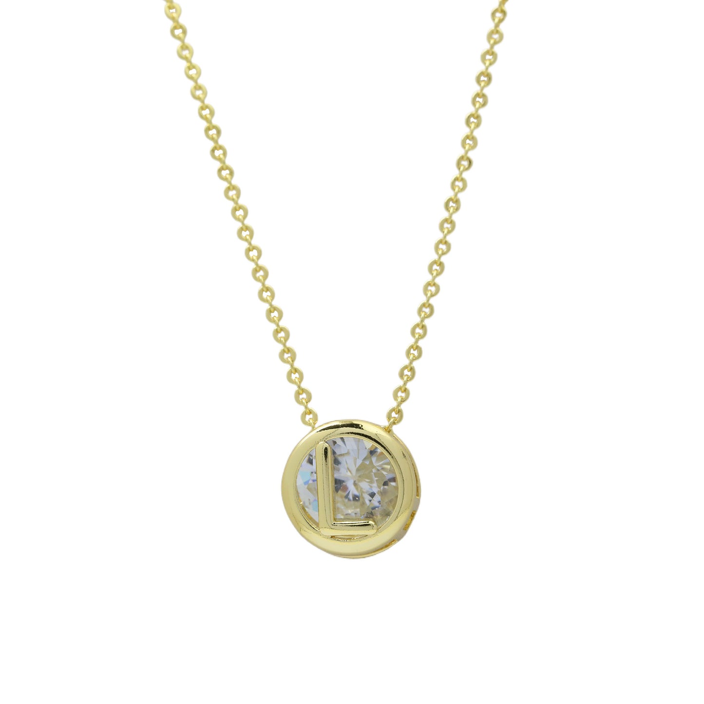 Geometric Hollow Circular Alphabet Necklace